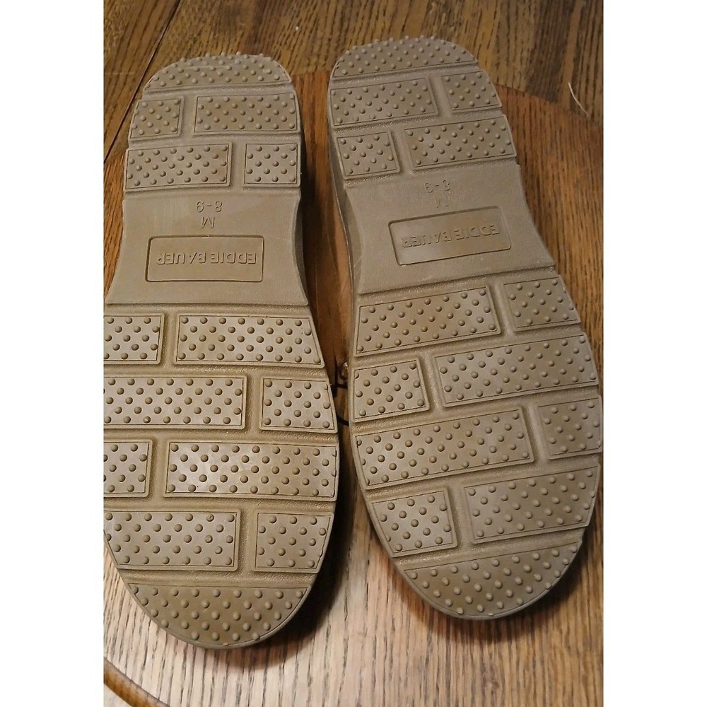 Eddie Bauer Suede Memory Foam Slippers Mens Size S/M Tan House Shoes - Picture 9 of 9